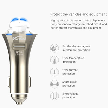 A8 3 in 1 Bluetooth Earphone & Safety Hammer & Car Charger, Support Hands-free Call & USB Quick Charger Function, A8