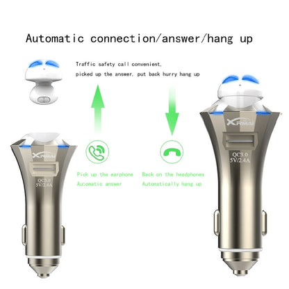 A8 3 in 1 Bluetooth Earphone & Safety Hammer & Car Charger, Support Hands-free Call & USB Quick Charger Function, A8