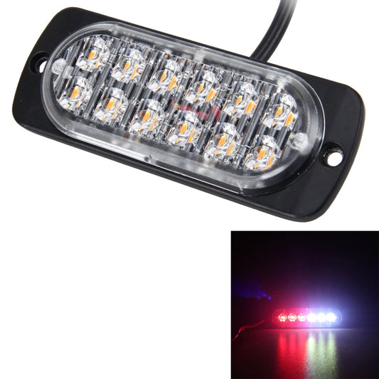 DC 12V-24V 2W 12LEDs SMD-2835 Lampen 17 Blitzmuster 3 Linien Auto-Blitzlampe Wasserdichte Auto-LKW-Notfall-Stroboskop-Warnleuchte, Kabellänge: 90cm, 12LEDs