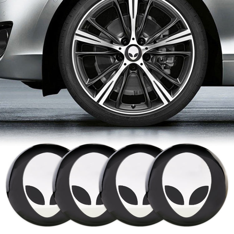 4 PCS Car-Styling Alien Pattern Metal Wheel Hub Decorative Sticker ...