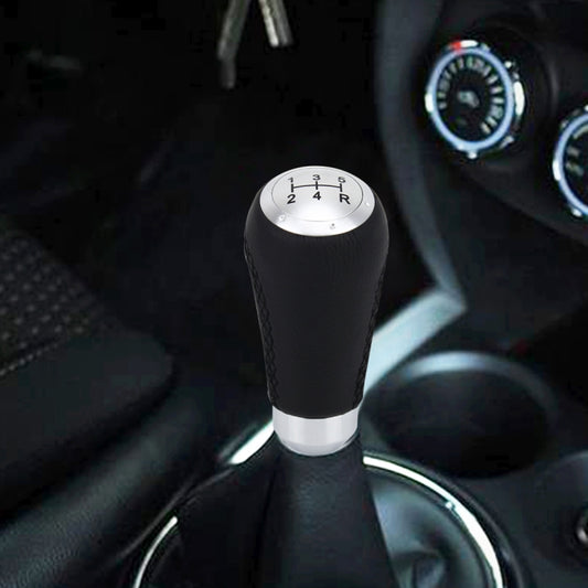 Universal Car Modified Shifter Black Leather Lever Manual 5-Speed Gear Shift Knob, 5-Speed Gear Shift Knob