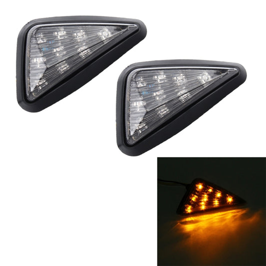 2 pièces en forme de triangle DC 12V Moto 9-LED Lumière jaune clignotant indicateur, en forme de triangle