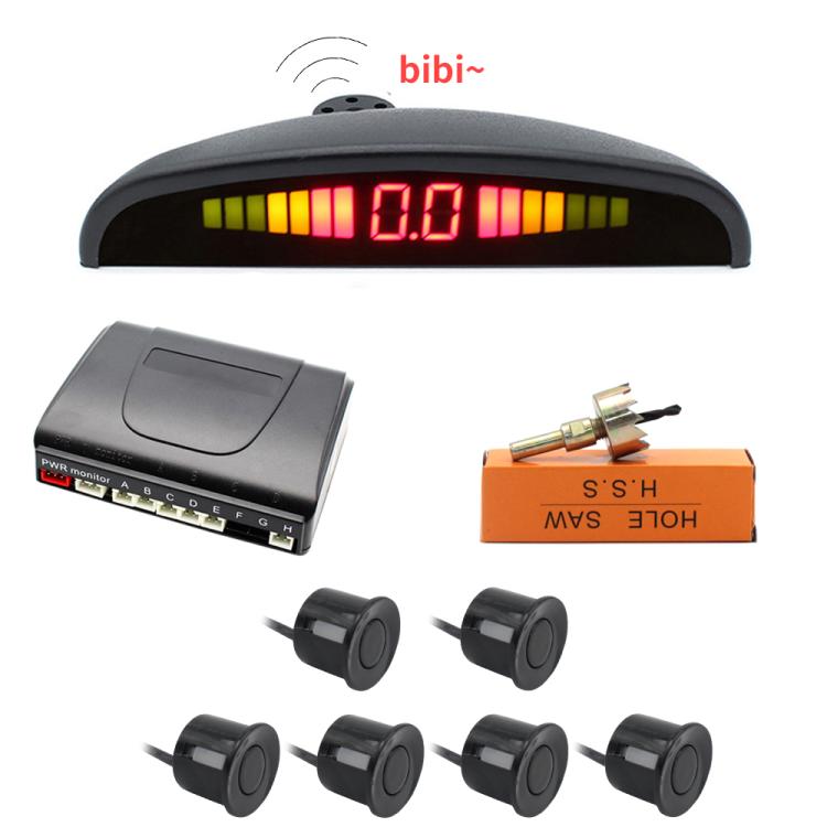 PZ-300-6 Car Parking Reversing Buzzer and LED Sensors Parking Alarm Assistance System with 6 Rear Radar, with 6 Rear Radar