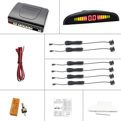 PZ-300-6 Car Parking Reversing Buzzer and LED Sensors Parking Alarm Assistance System with 6 Rear Radar, with 6 Rear Radar