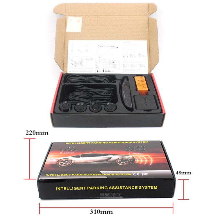 PZ-300-6 Car Parking Reversing Buzzer and LED Sensors Parking Alarm Assistance System with 6 Rear Radar, with 6 Rear Radar