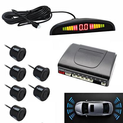 PZ-300-6 Car Parking Reversing Buzzer and LED Sensors Parking Alarm Assistance System with 6 Rear Radar, with 6 Rear Radar