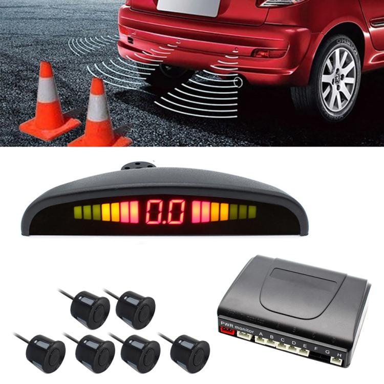 PZ-300-6 Car Parking Reversing Buzzer and LED Sensors Parking Alarm Assistance System with 6 Rear Radar, with 6 Rear Radar