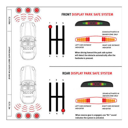 PZ-300-6 Car Parking Reversing Buzzer and LED Sensors Parking Alarm Assistance System with 6 Rear Radar, with 6 Rear Radar