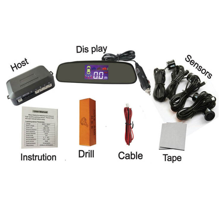 PZ-306-W Car Parking Reversing Buzzer 4.3inch LCD Screen Reverse Parking Sensors Automatic Wireless Parking Wireless Alarm Assistance System with 4 Rear Radar, With 4 Rear Radar