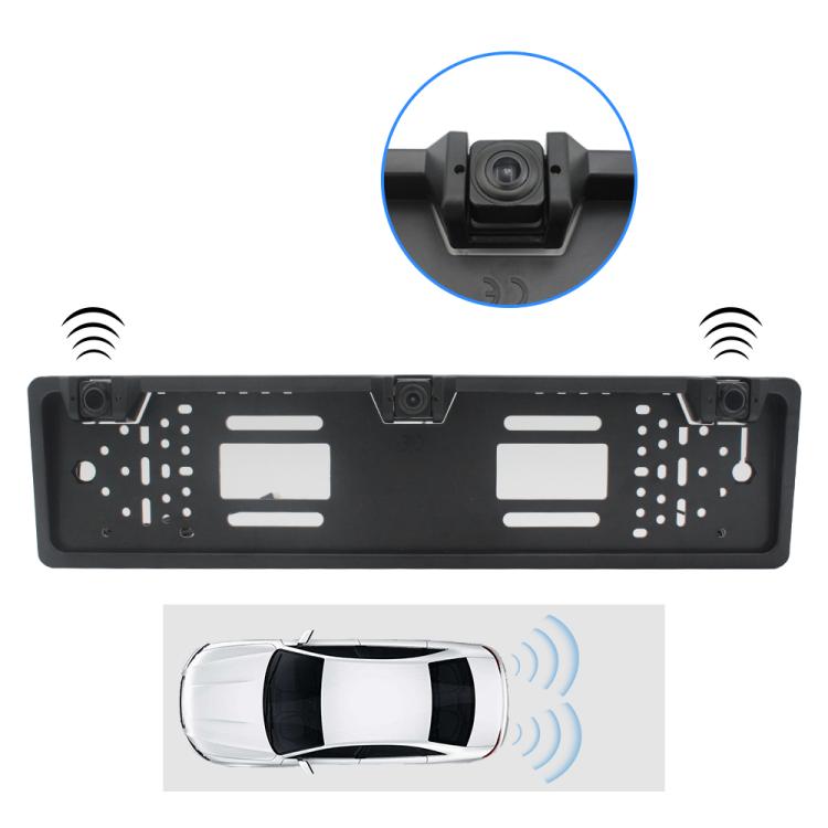 PZ600-L Europe Car License Plate Frame Rear View Camera Visual Rear View Parking System with 2 Reversing Radar Detector, with 2 Reversing Radar Detector
