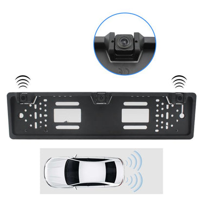 PZ600-L Europe Car License Plate Frame Rear View Camera Visual Rear View Parking System with 2 Reversing Radar Detector, with 2 Reversing Radar Detector