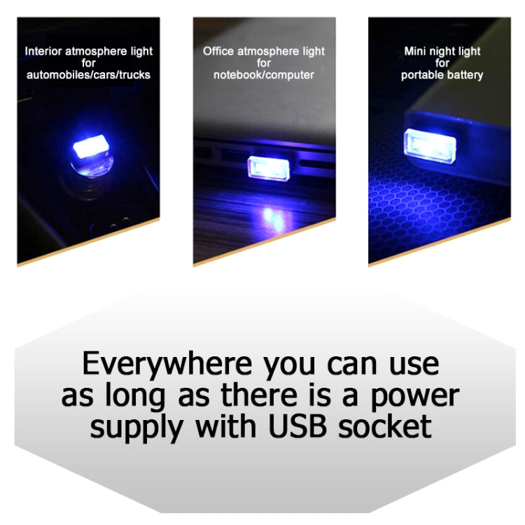 Universal PC Car USB LED Atmosphere Lights Emergency Lighting Decorative Lamp, Ice Blue, Blue Light, Pink Light, Green Light, Red Light, Yellow Light