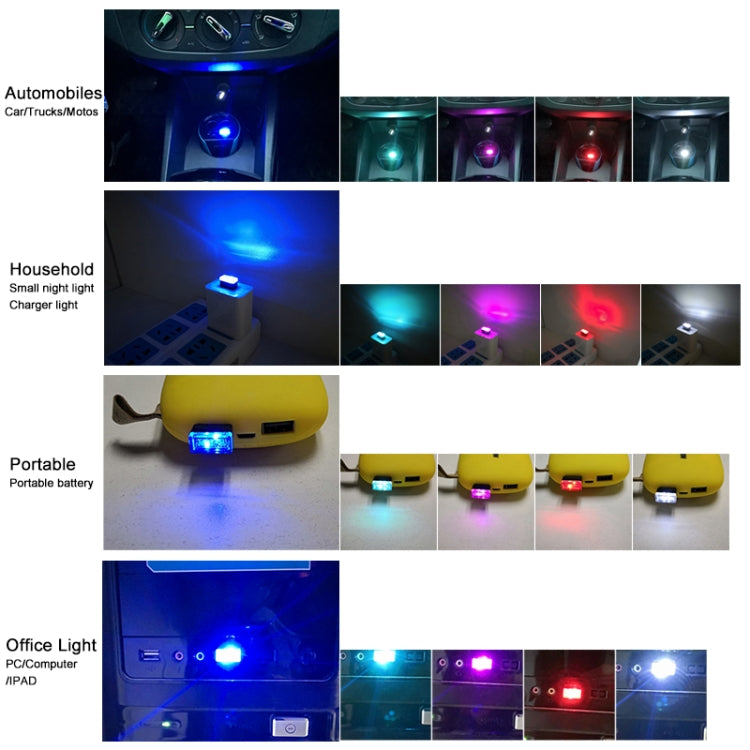 Universal PC Car USB LED Atmosphere Lights Emergency Lighting Decorative Lamp, Ice Blue, Blue Light, Pink Light, Green Light, Red Light, Yellow Light