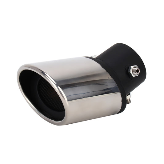 Universal Car Styling Stainless Steel Curved Bolt-on Exhaust Tail Muffler Tip Pipe with Mesh, Curved/Black, Curved with Mesh