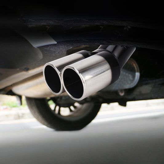 Universal Car Styling Stainless Steel Curved Double Outlets Exhaust Tail Muffler Tip Pipe, Curved Double