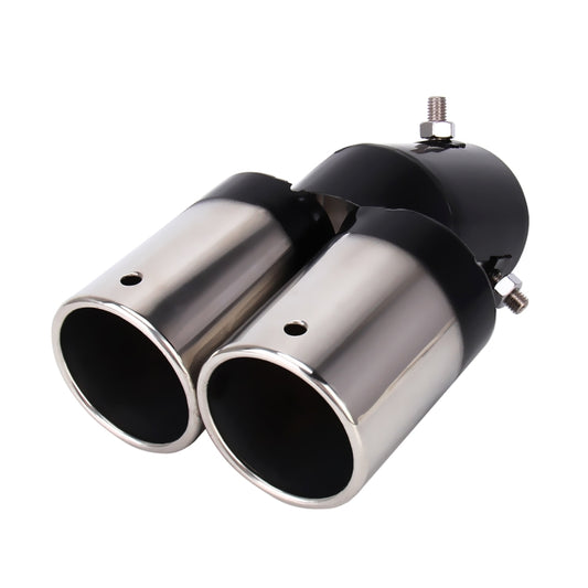 Universal Car Styling Stainless Steel Curved Double Outlets Exhaust Tail Muffler Tip Pipe, Curved Double