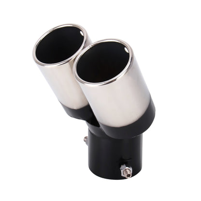 Universal Car Styling Stainless Steel Curved Double Outlets Exhaust Tail Muffler Tip Pipe, Curved Double