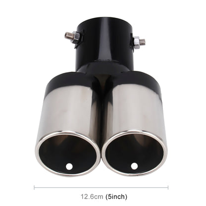 Universal Car Styling Stainless Steel Curved Double Outlets Exhaust Tail Muffler Tip Pipe, Curved Double