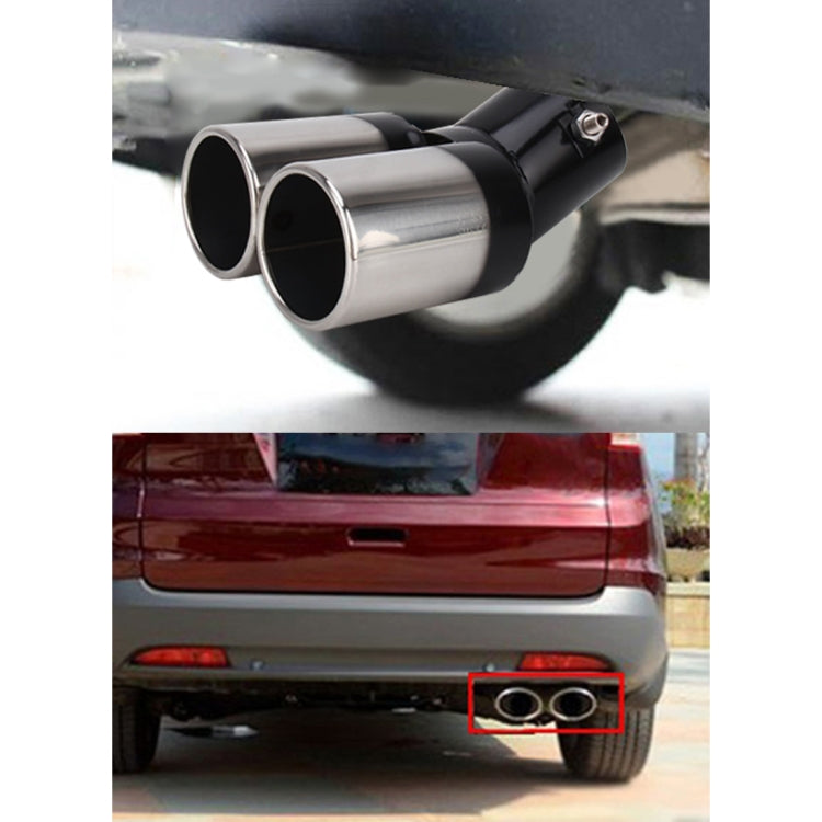 Universal Car Styling Stainless Steel Curved Double Outlets Exhaust Tail Muffler Tip Pipe, Curved Double