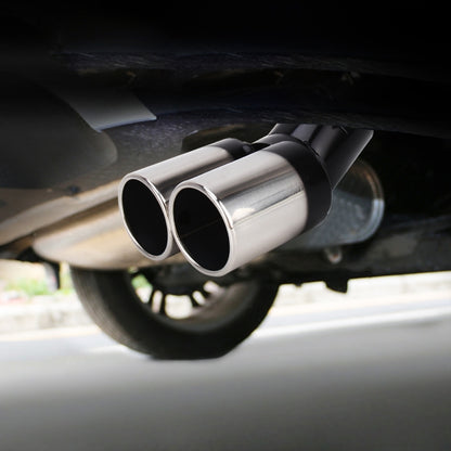 Universal Car Styling Stainless Steel Curved Double Outlets Exhaust Tail Muffler Tip Pipe, Curved Double