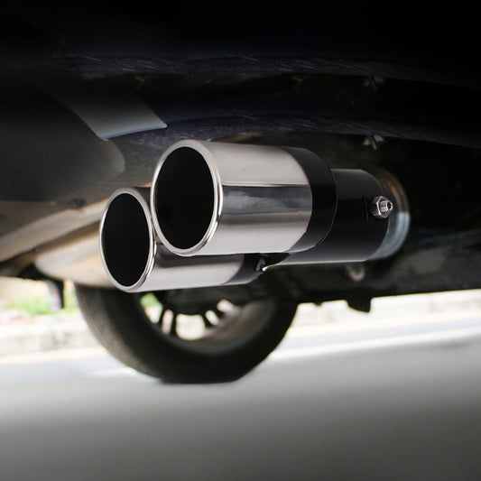 Universal Car Styling Stainless Steel Straight Double Outlets Exhaust Tail Muffler Tip Pipe, Straight Double