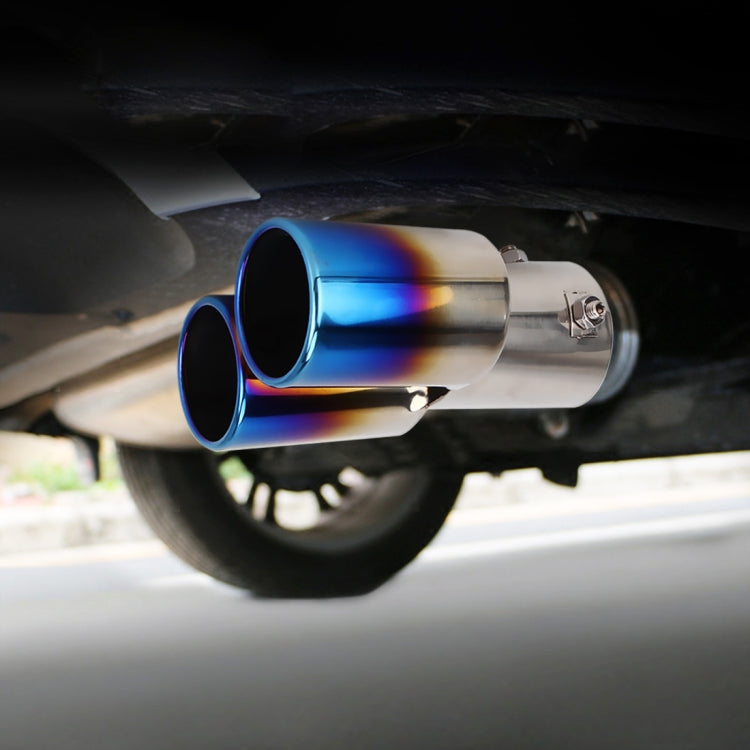 Universal Car Styling Stainless Steel Straight Double Outlets Exhaust Tail Muffler Tip Pipe, Straight Double