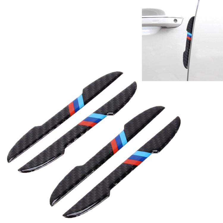 4 in 1 Carbon Fiber Car Auto Side Door Edge Guard Protection Trims Stickers, Black, Yellow, Blue