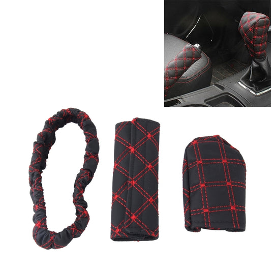 3 PCS Ensemble de housses de frein à main de voiture, pommeau de levier de vitesse, coussin de levier de vitesses, ensemble de housses de rétroviseur, accessoire de voiture, décoration intérieure, 3 PCS Rouge, 3 PCS Blanc