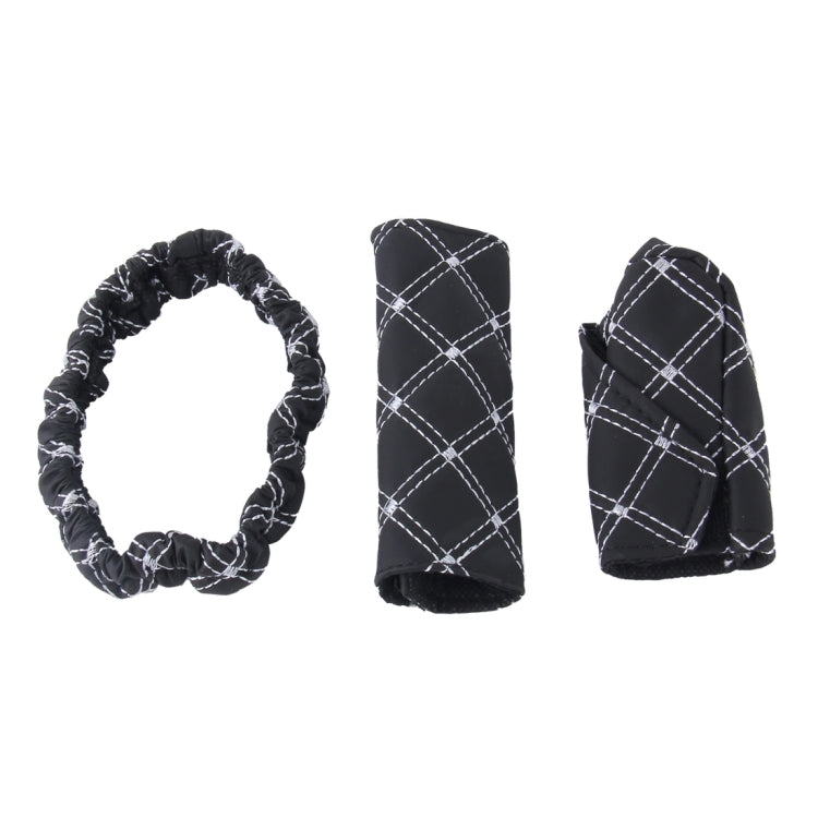 3 PCS Car Hand Brake Cover Shift Knob Gear Stick Cushion Sets Rear View Mirror Sets Cover Car Accessory Interior Decoration Pad, 3 PCS White, 3 PCS Red