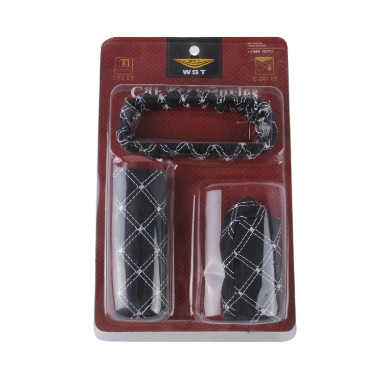 3 PCS Car Hand Brake Cover Shift Knob Gear Stick Cushion Sets Rear View Mirror Sets Cover Car Accessory Interior Decoration Pad, 3 PCS White, 3 PCS Red