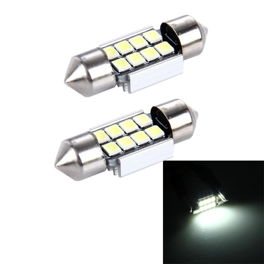 2 PCS 3W 200 LM 6000K 31MM 8 SMD-2835 LEDs Bicuspid Port Decoding Car Dome Lamp LED Reading Light, DC 12V, 31MM