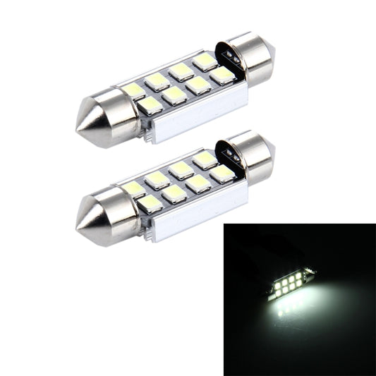 2 PCS 3W 200 LM 6000K 36MM 8 SMD-2835 LEDs Bicuspid Port Decoding Car Dome Lamp LED Reading Light, DC 12V, 36MM