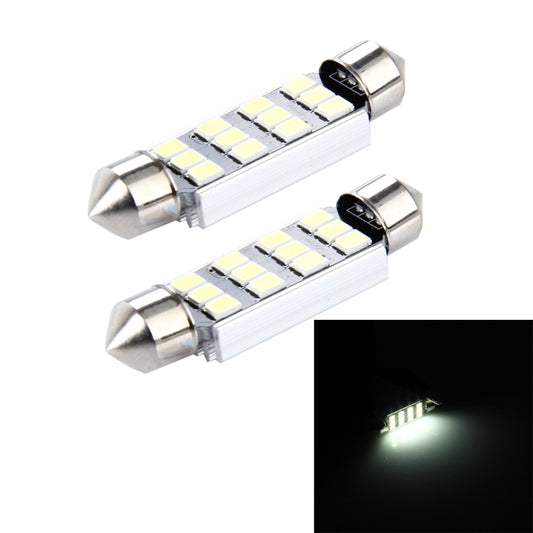 2 PCS 3.5W 250 LM 6000K 41MM 12 SMD-2835 LEDs Bicuspid Port Decoding Car Dome Lamp LED Reading Light, DC 12V, 41MM