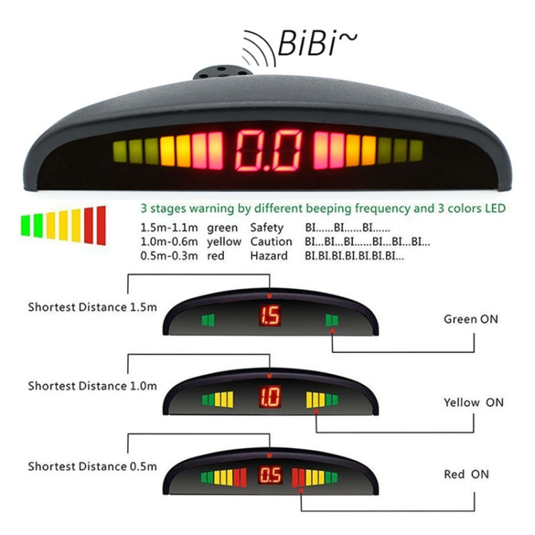 PZ316 Digital LED Crescent Shape Display Rear View Mirror Car Recorder for Truck with 4 Rear Radar, PZ316