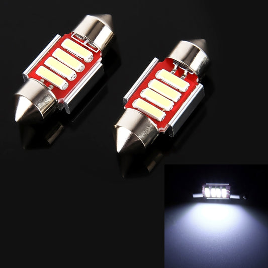 2 PCS 2W 100 LM 6000K 31MM 4 SMD-7020 LEDs Bicuspid Port Decoding Car Dome Lamp LED Reading Light, DC 12V, 31MM
