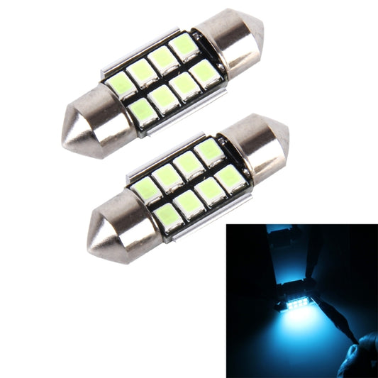 2 PCS DC 12V 2W 31MM 8 SMD-3528 LEDs Bicuspid Port Decoding Car Dome Lamp LED Reading Light, 31MM