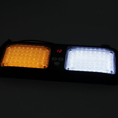 High qulaity DC 12V,9W LED Waterproof Car Sunshade Yellow Light + White Light Warning Lights Strobe Emergency Lights Flashing Light with 12 Kinds Flash Patterns, Yellow+White