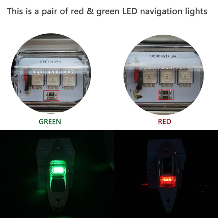 D2944 1W 12V Marine Boat Waterproof Navigational LED Side Bow Tear Drop Lights (Green and Red), D2944 1W 12V