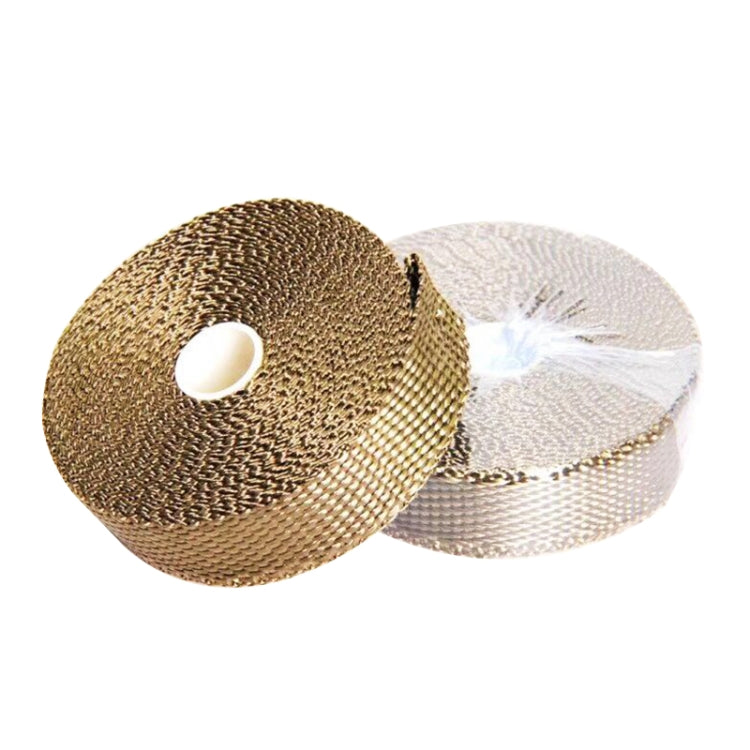 15m Titanium Gold Exhaust Wrap Auto Motor Exhaust Heat Shield Wrap Heat Resistant Wrap, 15m Titanium Gold