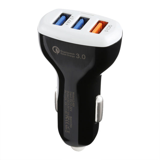 Chargeur de voiture rapide intelligent trois ports USB QC3.0 2.4A LZ-429, LZ-429 Noir, LZ-429 Blanc