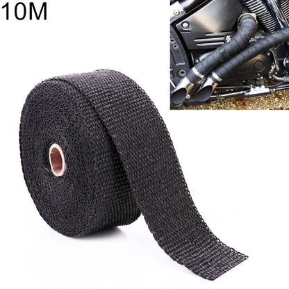 10m Cotton Material Exhaust Wrap Auto Motorcycle Exhaust Heat Shield Wrap Heat Resistant Wrap, Random Color Delivery, 10m Black