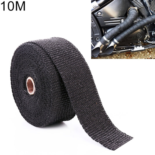 10m Cotton Material Exhaust Wrap Auto Motorcycle Exhaust Heat Shield Wrap Heat Resistant Wrap, Random Color Delivery, 10m Black