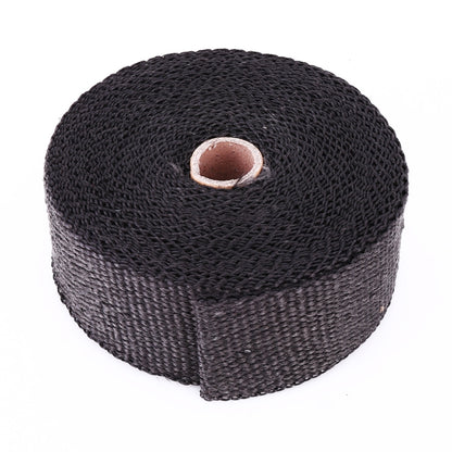 10m Cotton Material Exhaust Wrap Auto Motorcycle Exhaust Heat Shield Wrap Heat Resistant Wrap, Random Color Delivery, 10m Black