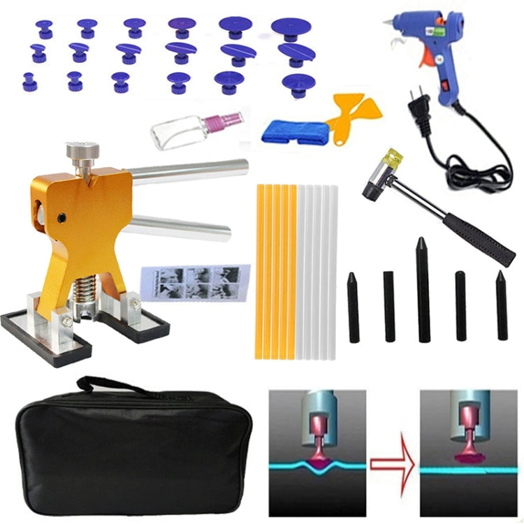 Kit d'outils de réparation de bosses de voiture sans peinture 40 en 1 en métal pour carrosserie automobile PDR, avec pistolet à colle 20W, prise US ou EU, 40 en 1
