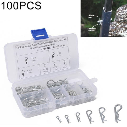 100 PCS Heavy Duty Zinc Plated Cotter R Tractor Clip Pin for Car / Boat / Garages, 100 PCS