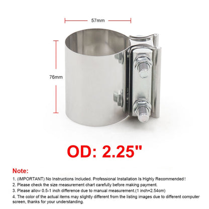 2.25 inch Car Turbo Exhaust Downpipe Stainless Steel Lap Joint Band Clamp, 2.25 inch