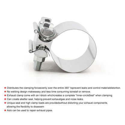 2.25 inch Car Turbo Exhaust Downpipe Stainless Steel Lap Joint Band Clamp, 2.25 inch