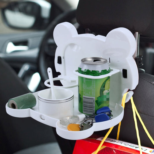 Cartoon Style Foldable Back Car Seat Drink Holder Back Seat Food Tray Storage Organizer Table, Cartoon Style(White), Cartoon Style(Brown), Cartoon Style(Black), Cartoon Style(Pink)