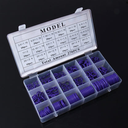 270 PCS Car Auto Vehicle 18 Sizes Assortment Kit Air Conditioning HNBR Seal O-Ring Set, 270 PCS Purple, 270 PCS Green