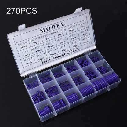 270 PCS Car Auto Vehicle 18 Sizes Assortment Kit Air Conditioning HNBR Seal O-Ring Set, 270 PCS Purple, 270 PCS Green